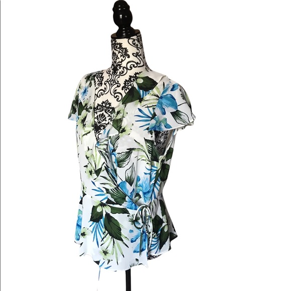 BANANA REPUBLIC FLORAL WRAP TOP - Picture 4 of 6